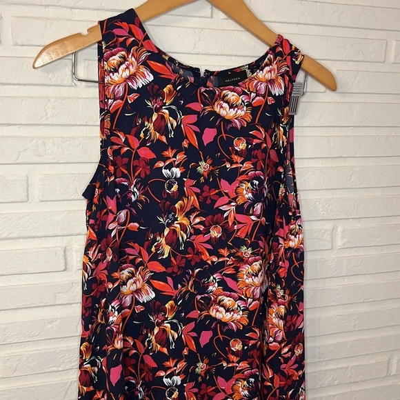 Halogen Navy Blue and Floral A-Line Dress, Women’s Size Medium - Picture 2 of 8